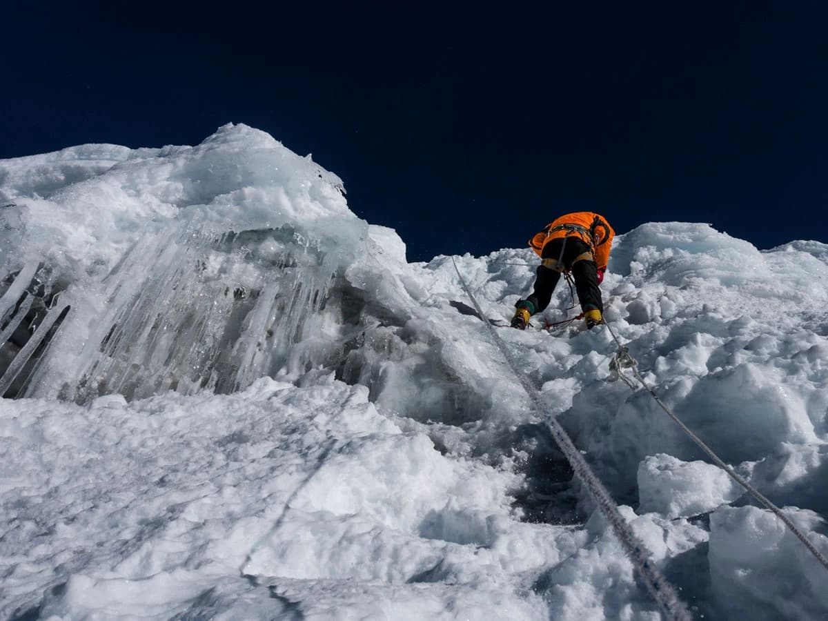 Stepping To Get On Top Of Island Peak