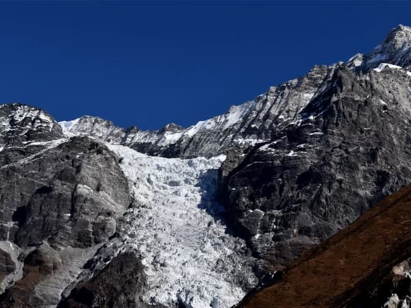 Glacier And Icefall In Langtang Valley Trek