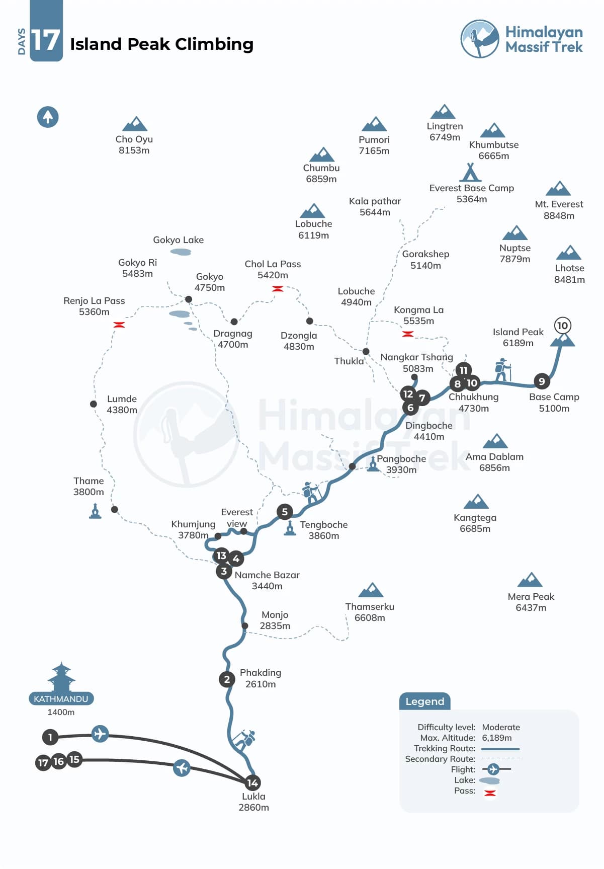 island peak climbing map