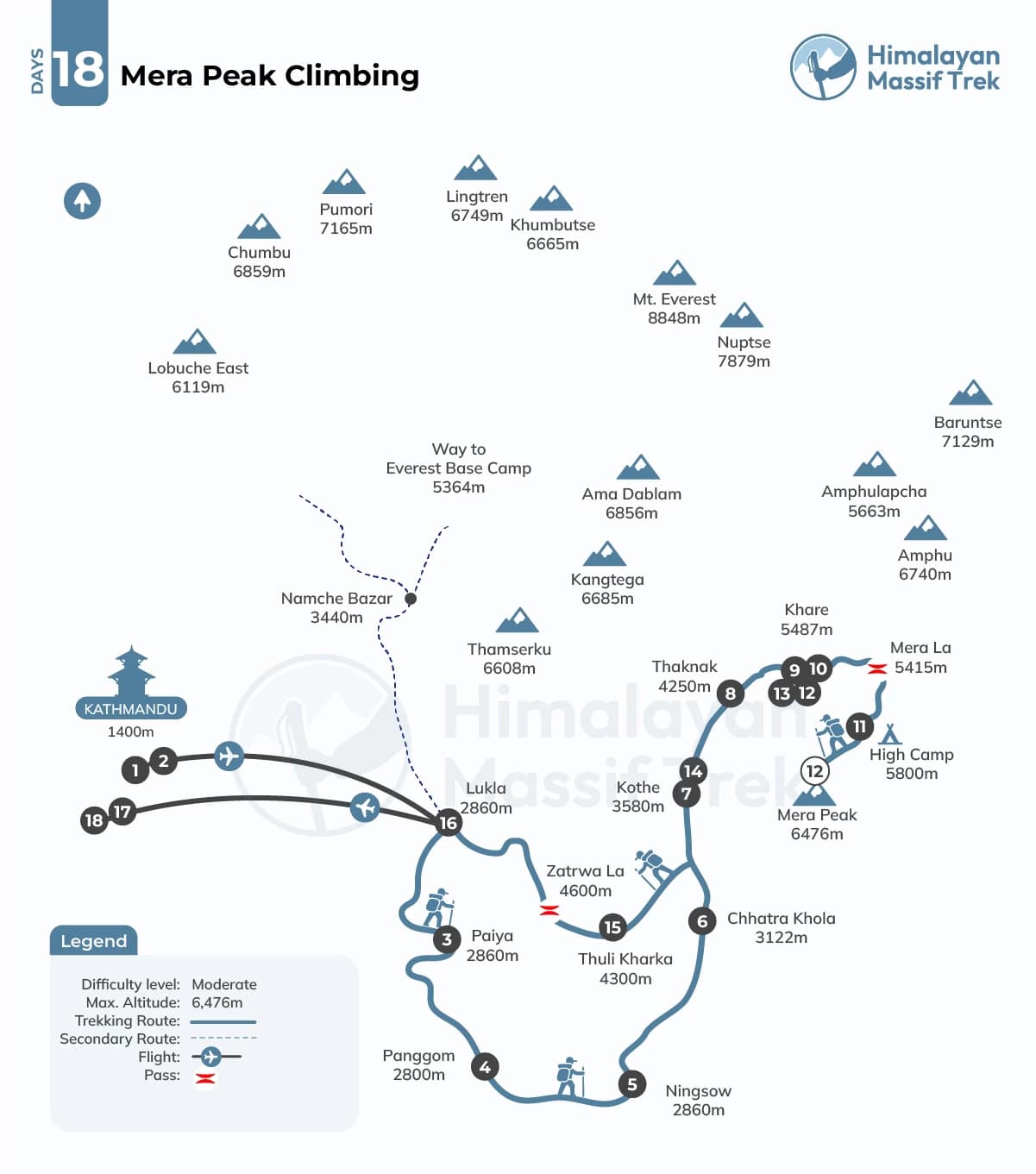 mera peak climbing map