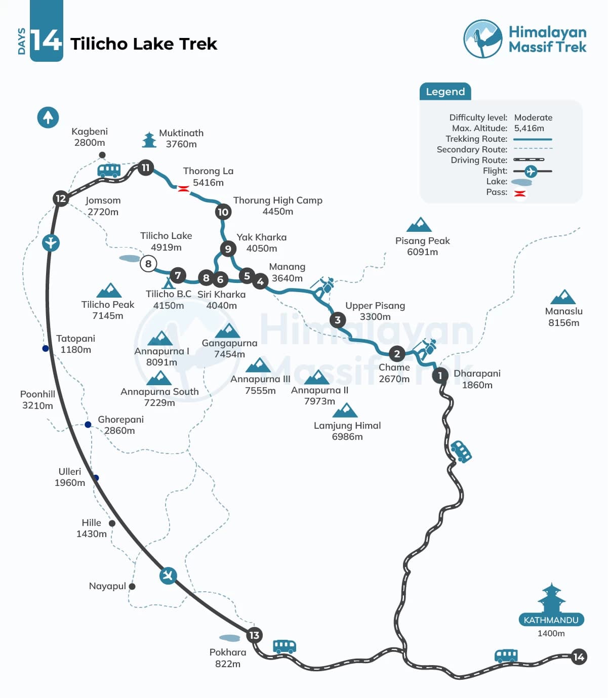tilicho lake trek map